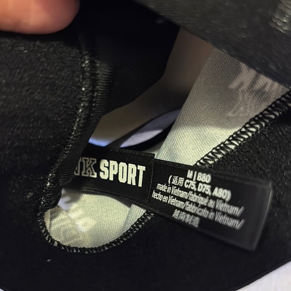 PINK Victoria's Secret Black and White Strappy Sports Bra - Picture 2 of 2